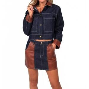 NEW NEEDII dakota faux leather duo set in denim